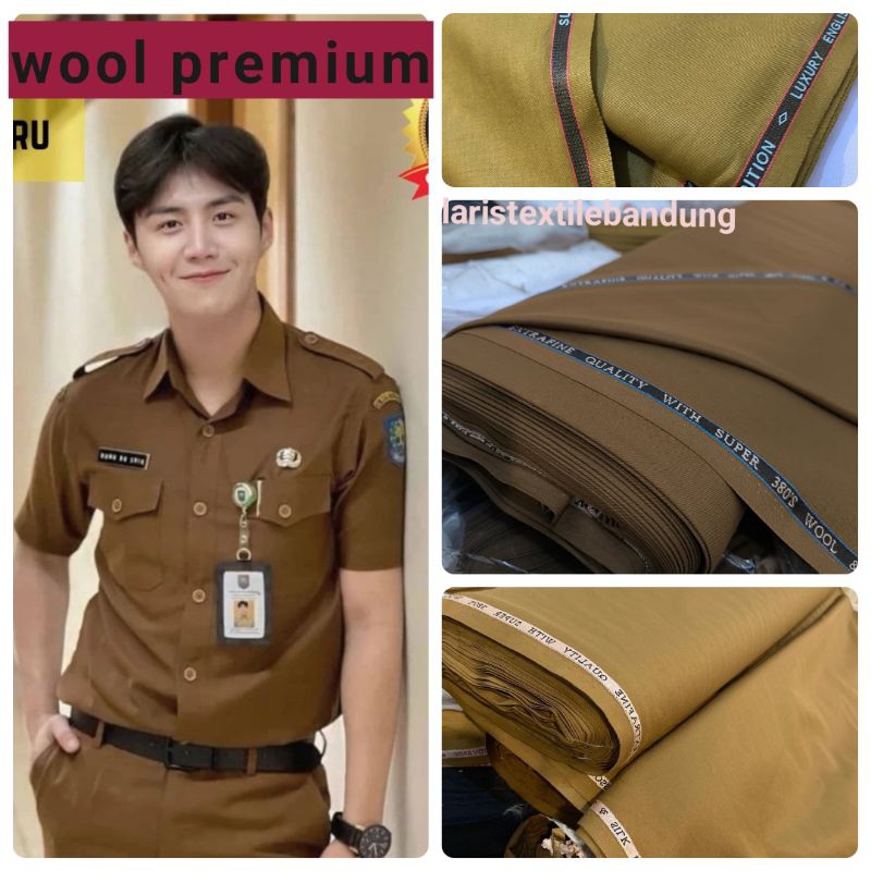 Jual Kain Pemda Khaki Premium Semi Wool Katun Lembut Adem Bahan Seragam