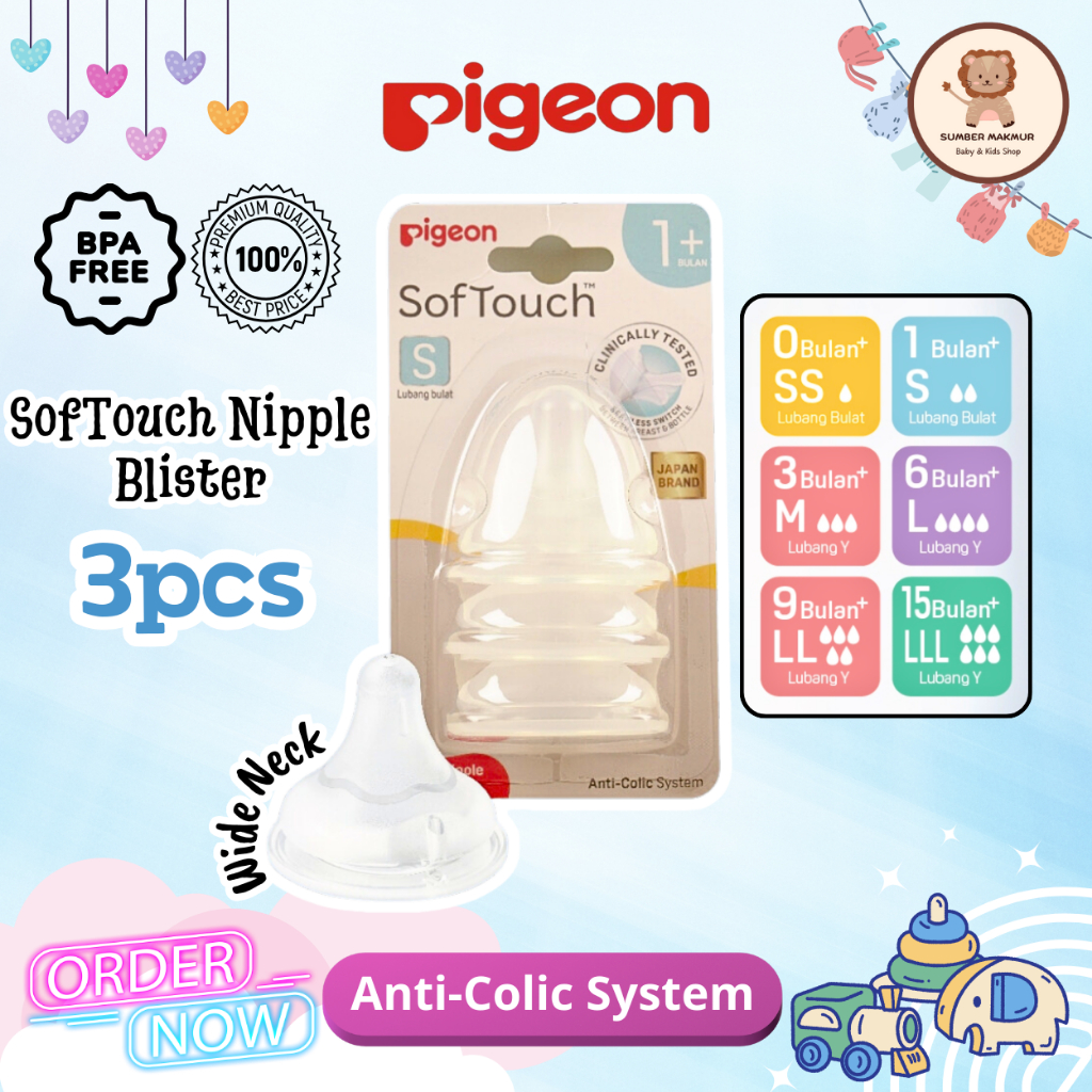 Jual Pigeon Softouch Plus Nipple Pcs Blister Anti Colic Wide Neck All