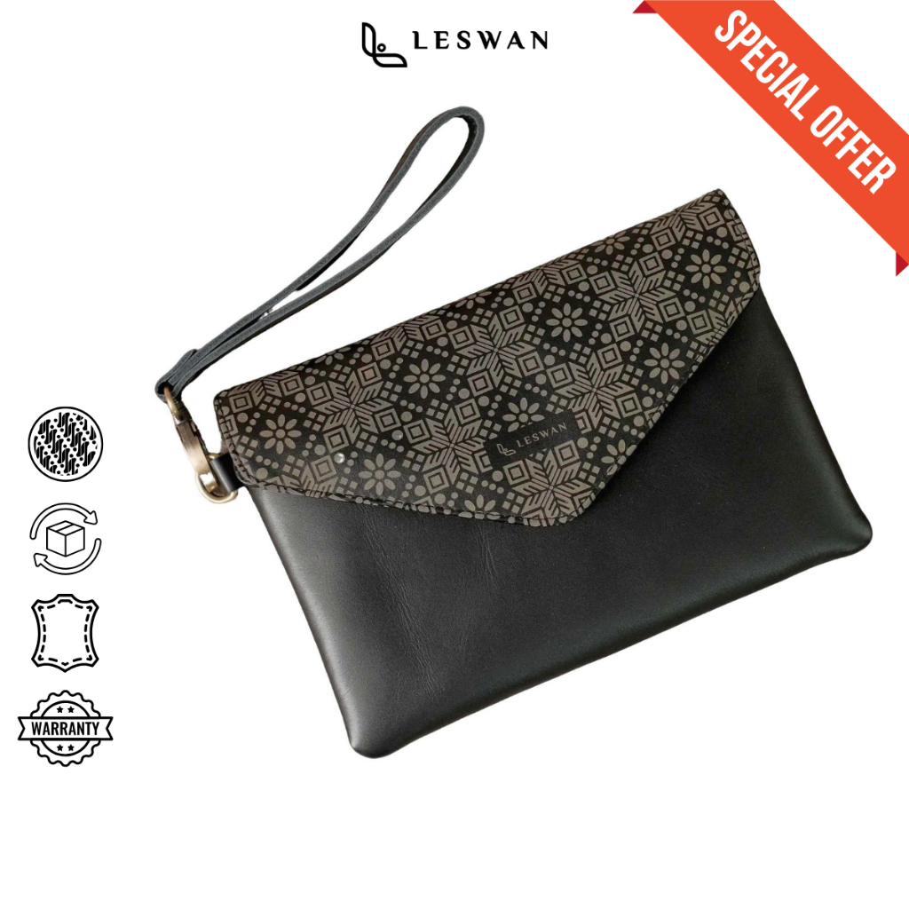 Jual Leswan Aruna Clutch Tas Tangan Handbag Wanita Kekinian Batik