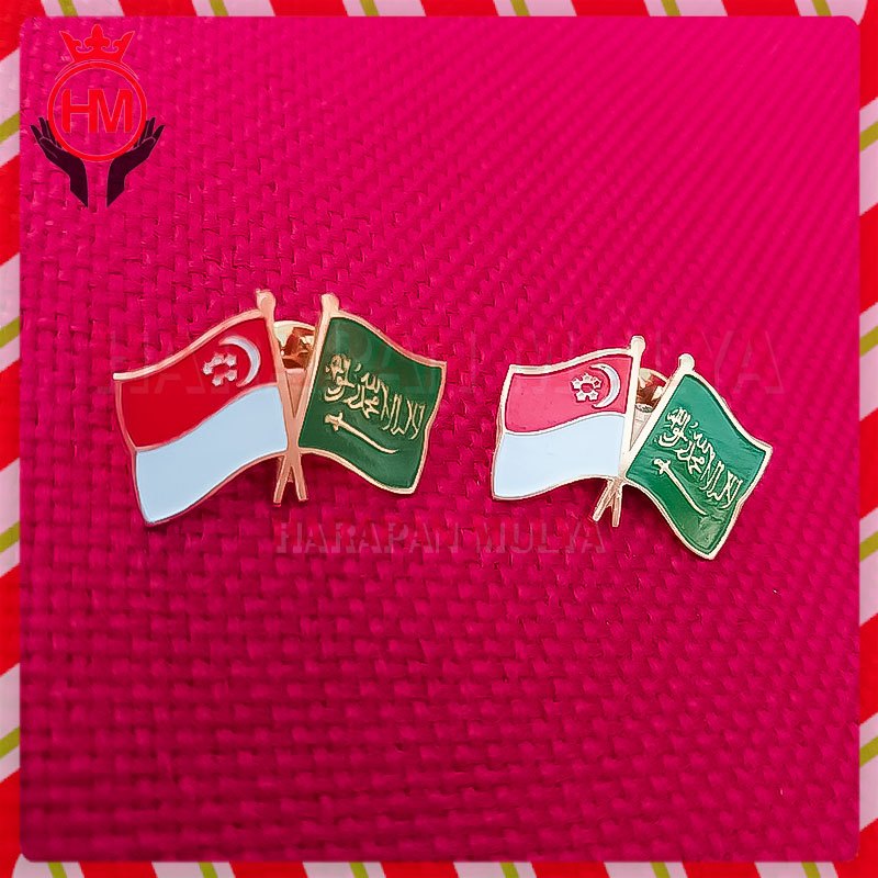 Jual Cross Pin Bendera Negara Singapura Dan Arab Saudi Flag Pin