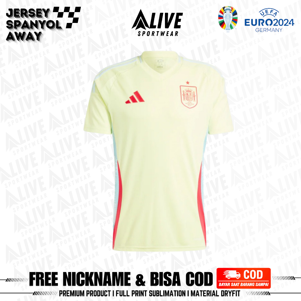 Jual Jersey Away Spanyol Euro Terbaru Premium Free Nickname Dan