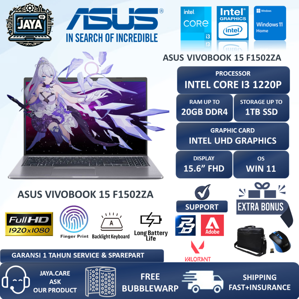 Jual Laptop Baru Asus Vivobook F1502ZA Intel Core I3 1220P Ram 12GB