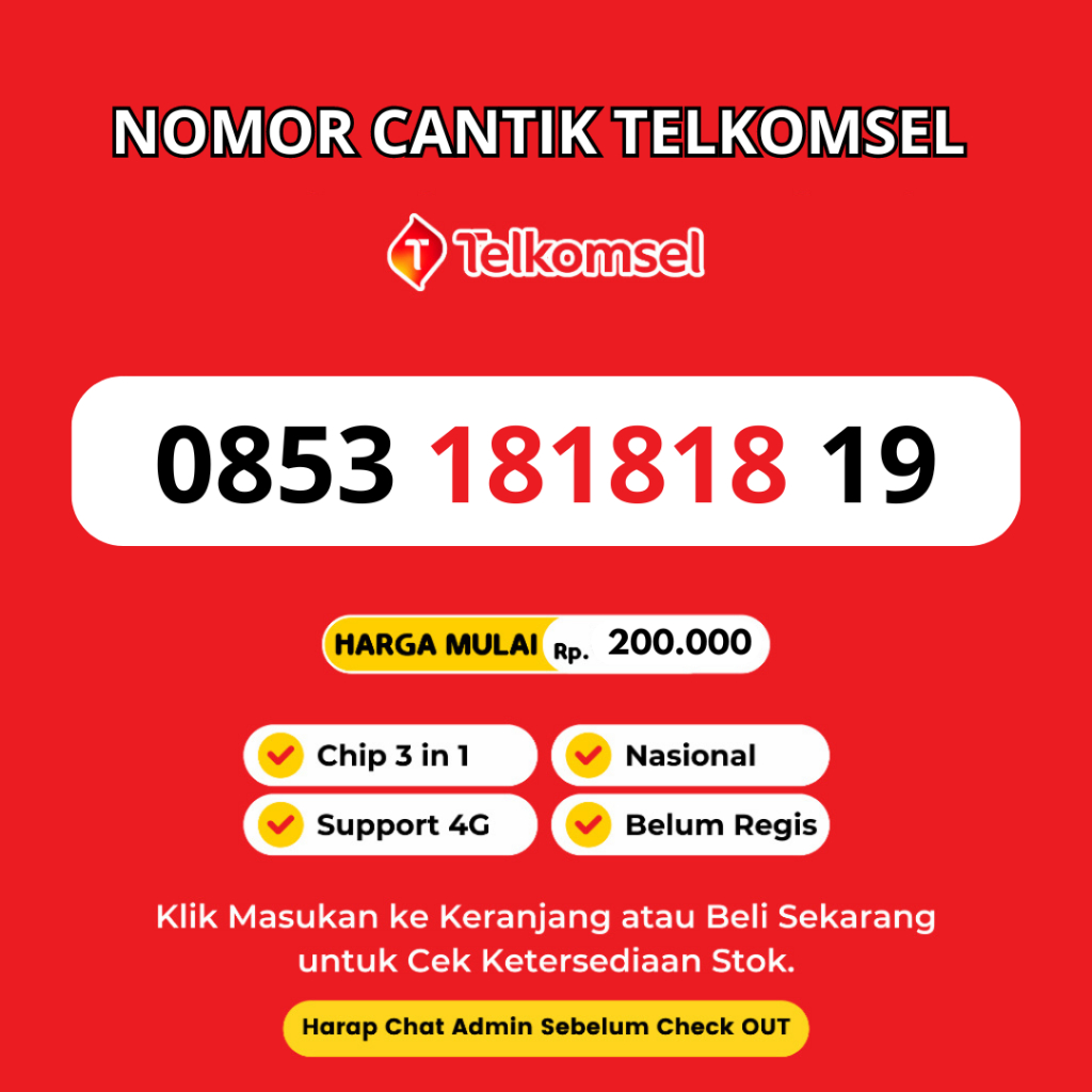 Jual Nomor Cantik Telkomsel Murah Dan Rapi Support 4G LTE Kartu