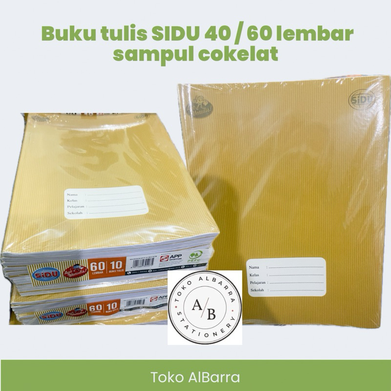 Jual Buku Tulis SIDU Kraft Sampul Coklat 60 Lembar 40 Lembar 1 Pack