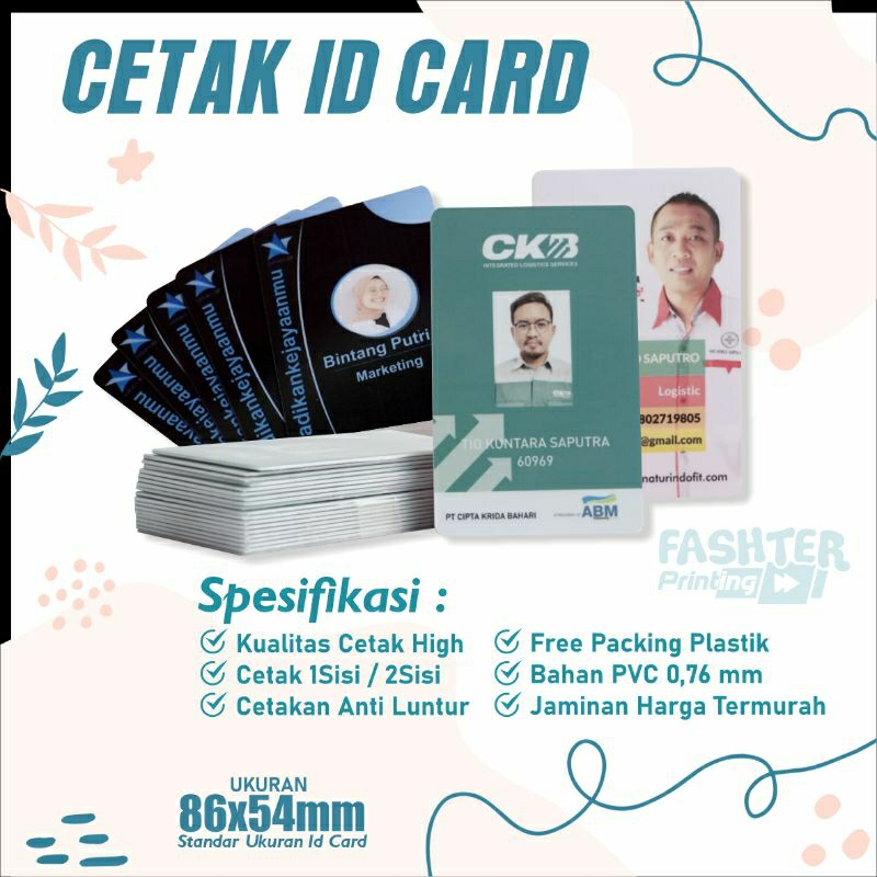 Jual Cetak Id Card Pvc Sisi Costum Kartu Member Murah Awet Kartu