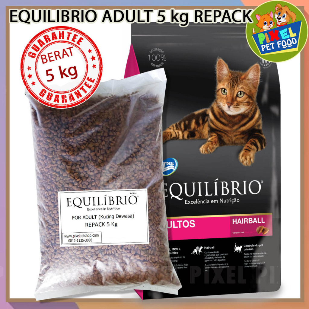 Jual EQUILIBRIO 5 Kg Adult Makanan Kucing DEWASA Repack Di Pixelpetshop