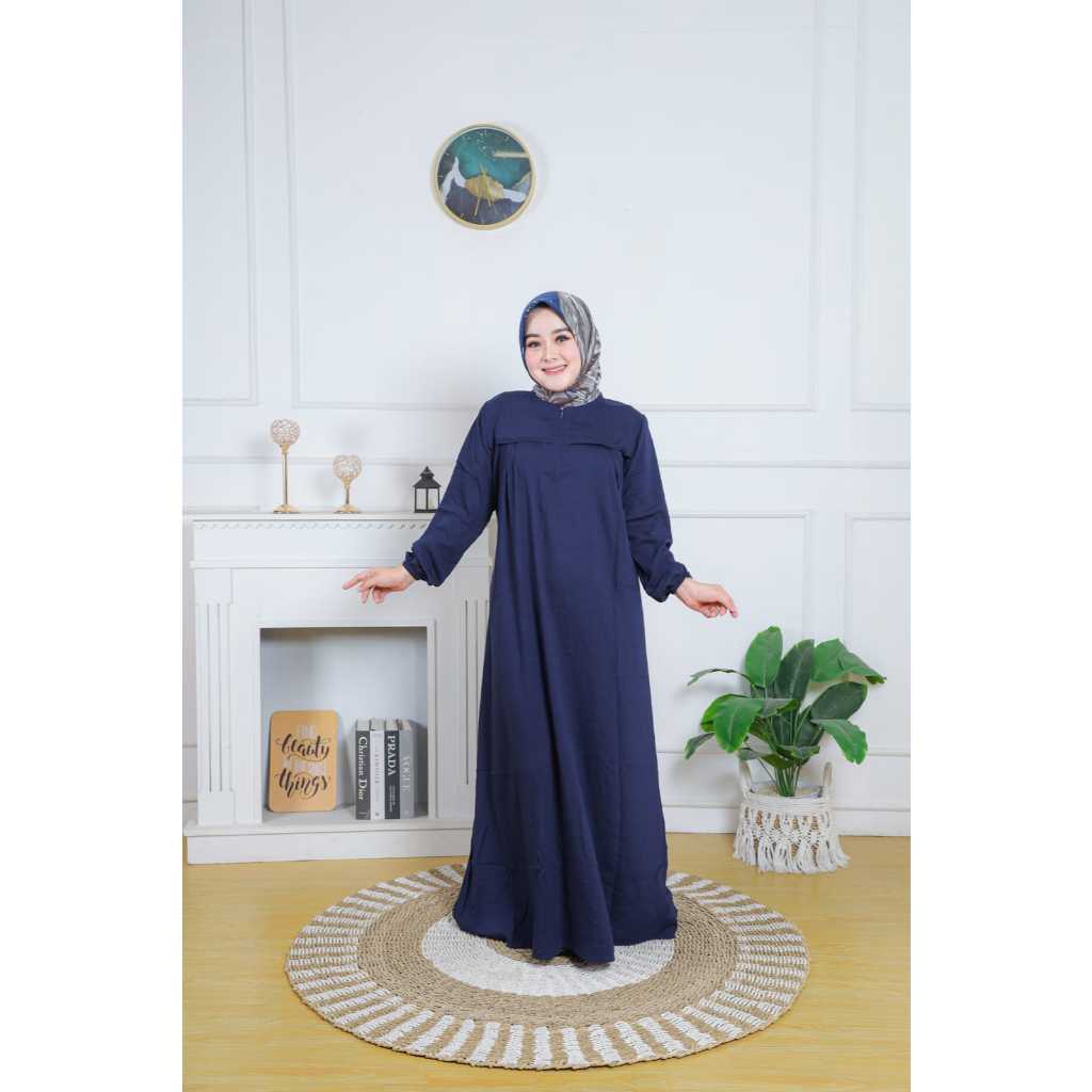 Jual Gamis Polo Linen Terbaru Dress Polos Wanita Mix Krudung Voal