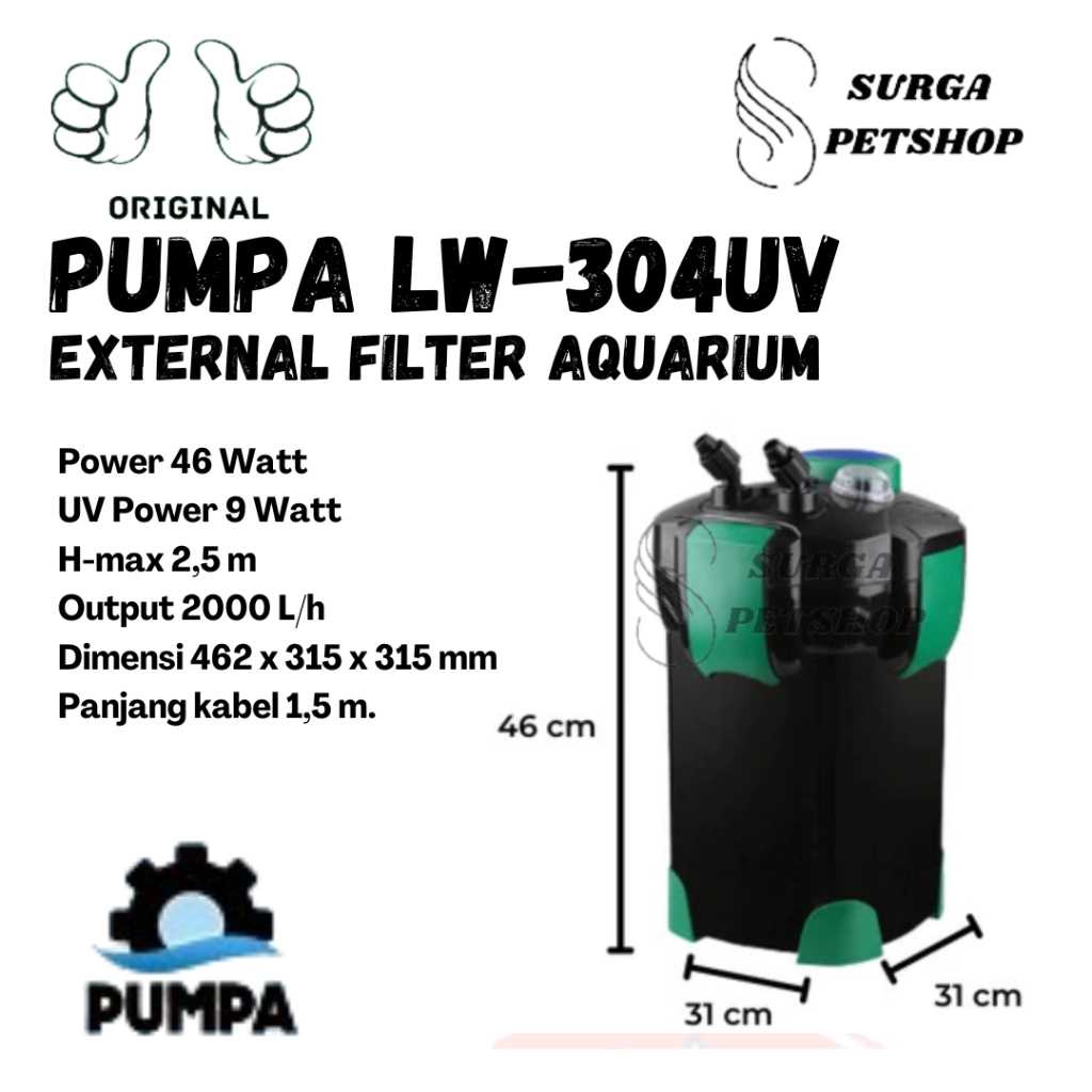 Jual Pumpa Lw Uv External Filter Aquarium Canister Kolam Ikan