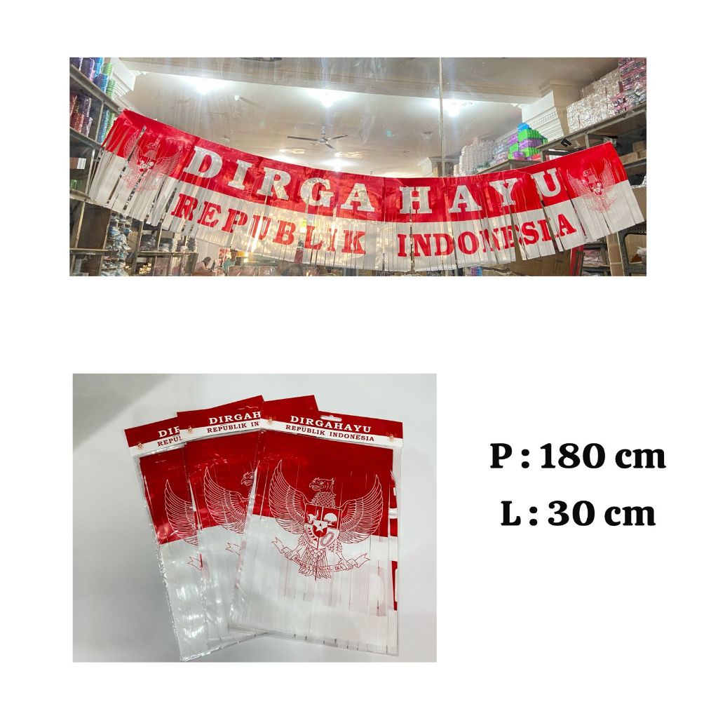 Jual Tirai Garland Rumbai Banner Dirgahayu Republik Indonesia Ukuran