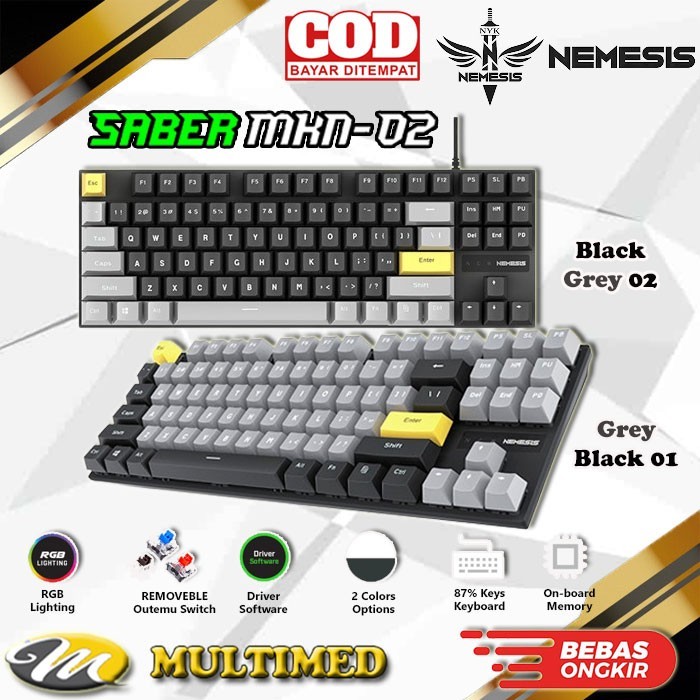 Jual Keyboard Mechanical Removable TKL SABER MKN 02 NYK Nemesis