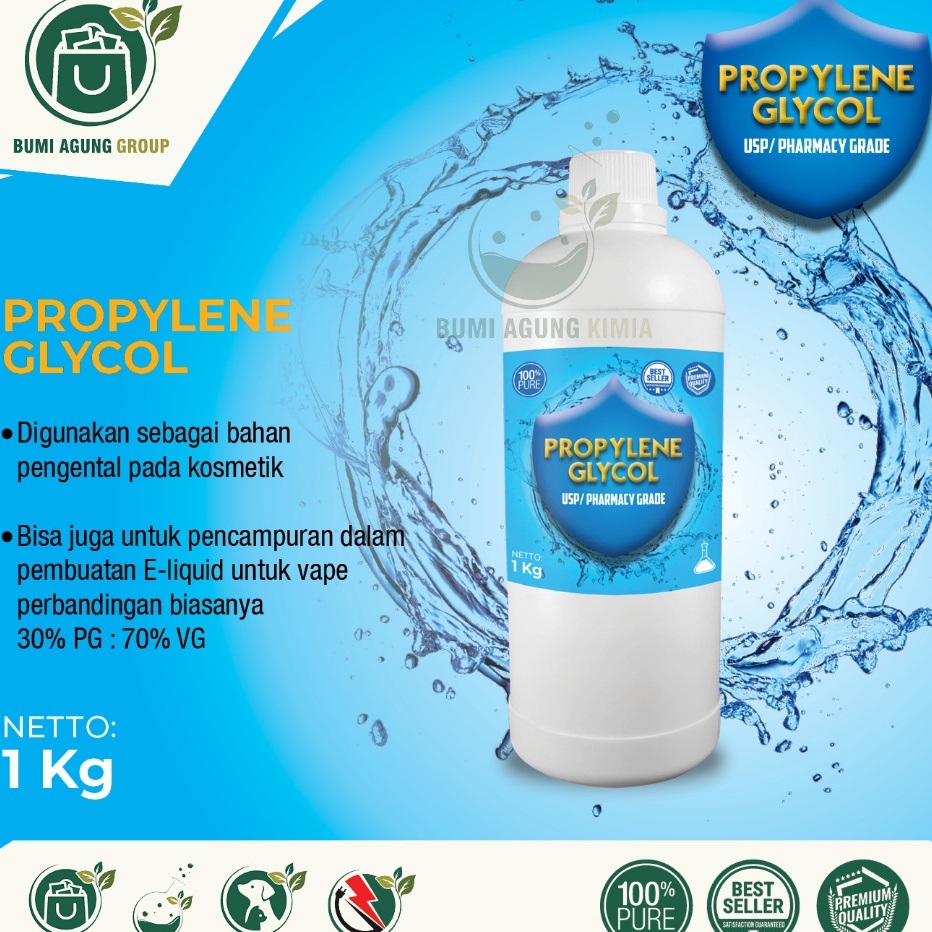 Jual Propilen Glycol USP PG USP Grade Propylene GLycol 1 KG 1KG PREMIUM