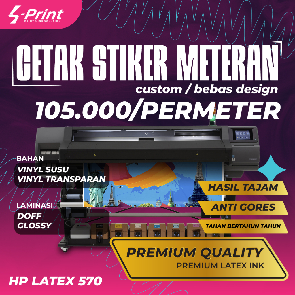 Jual Cetak Sticker Vinyl Meteran Indoor Dan Outdoor Print Sticker