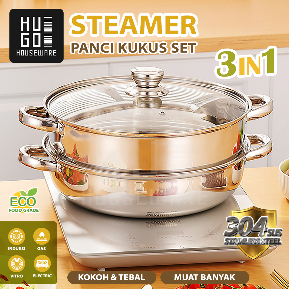 Jual Panci Steamer Kukusan 2 Susun Stainless Steel Panci Kukus Rebus