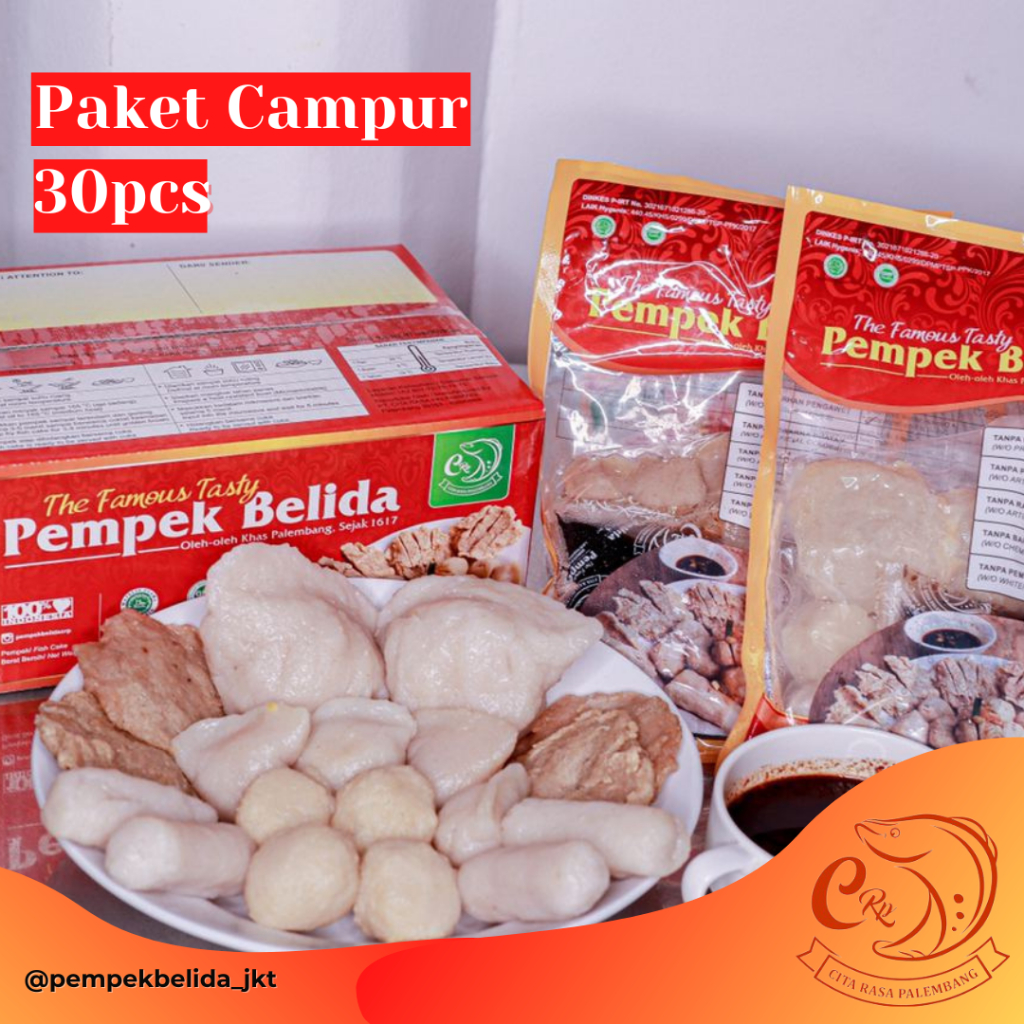 Jual PEMPEK BELIDA CRP PAKET KENCAN 30 PCS CAMPUR 24 PCS KAPAL SELAM