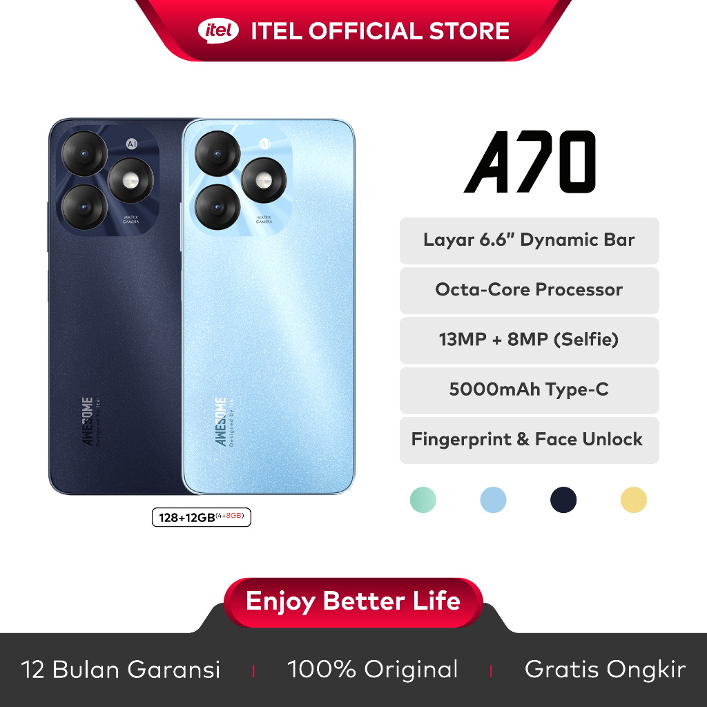 Jual Itel A70 64 128GB 13MP Super HDR Camera Big Screen With