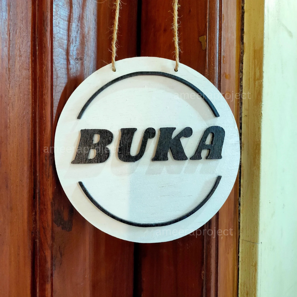 Jual PAPAN BUKA TUTUP SIGNAGE OPEN CLOSE KAYU MDF PLYWOOD TIMBUL