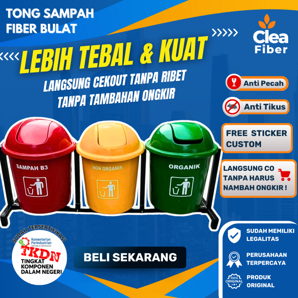 Jual Tong Sampah Organik Nonorganik Warna Tempat Sampah In Bulat