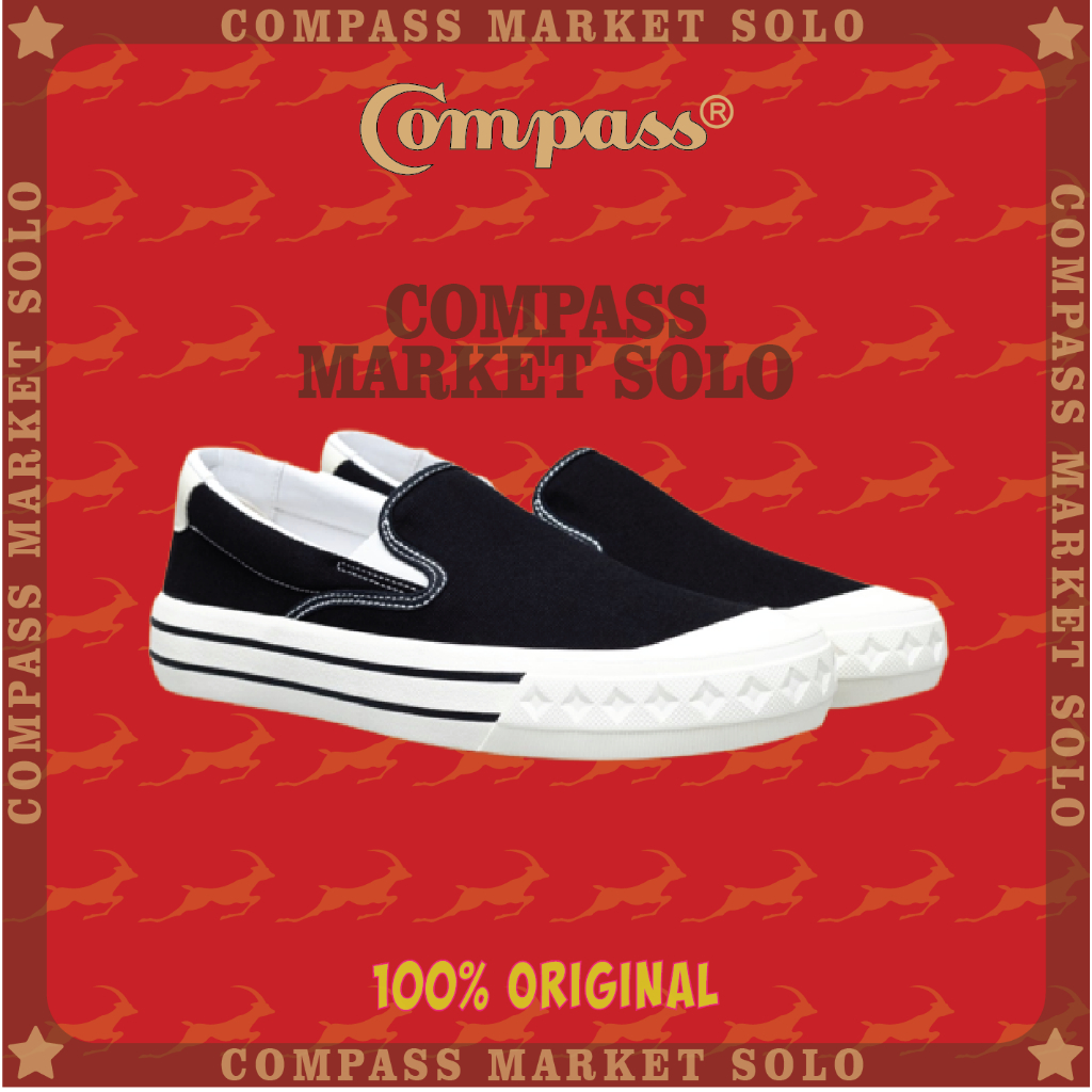 Jual ORIGINAL Sepatu Compass Retrograde Slip On Black White Shopee