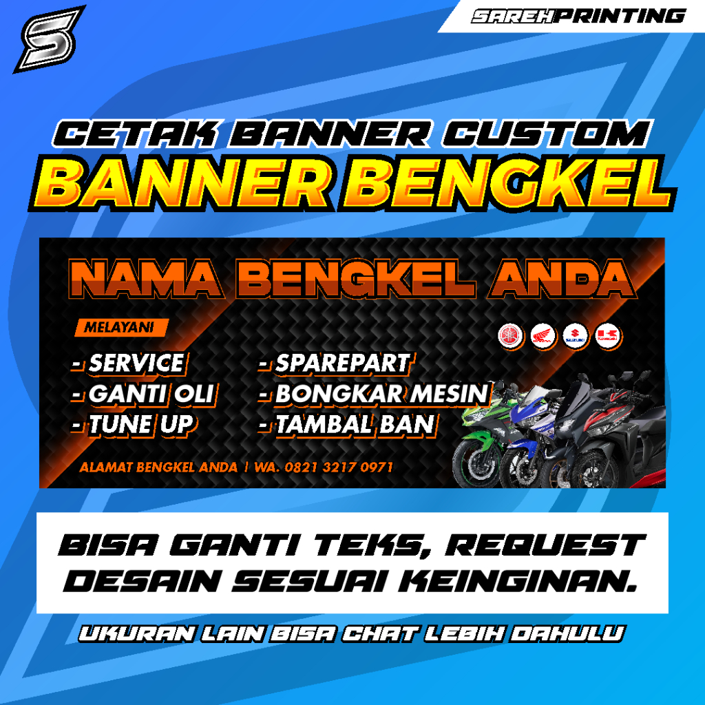 Jual Free Desain Cetak Banner Spanduk Bengkel Custom Shopee Indonesia