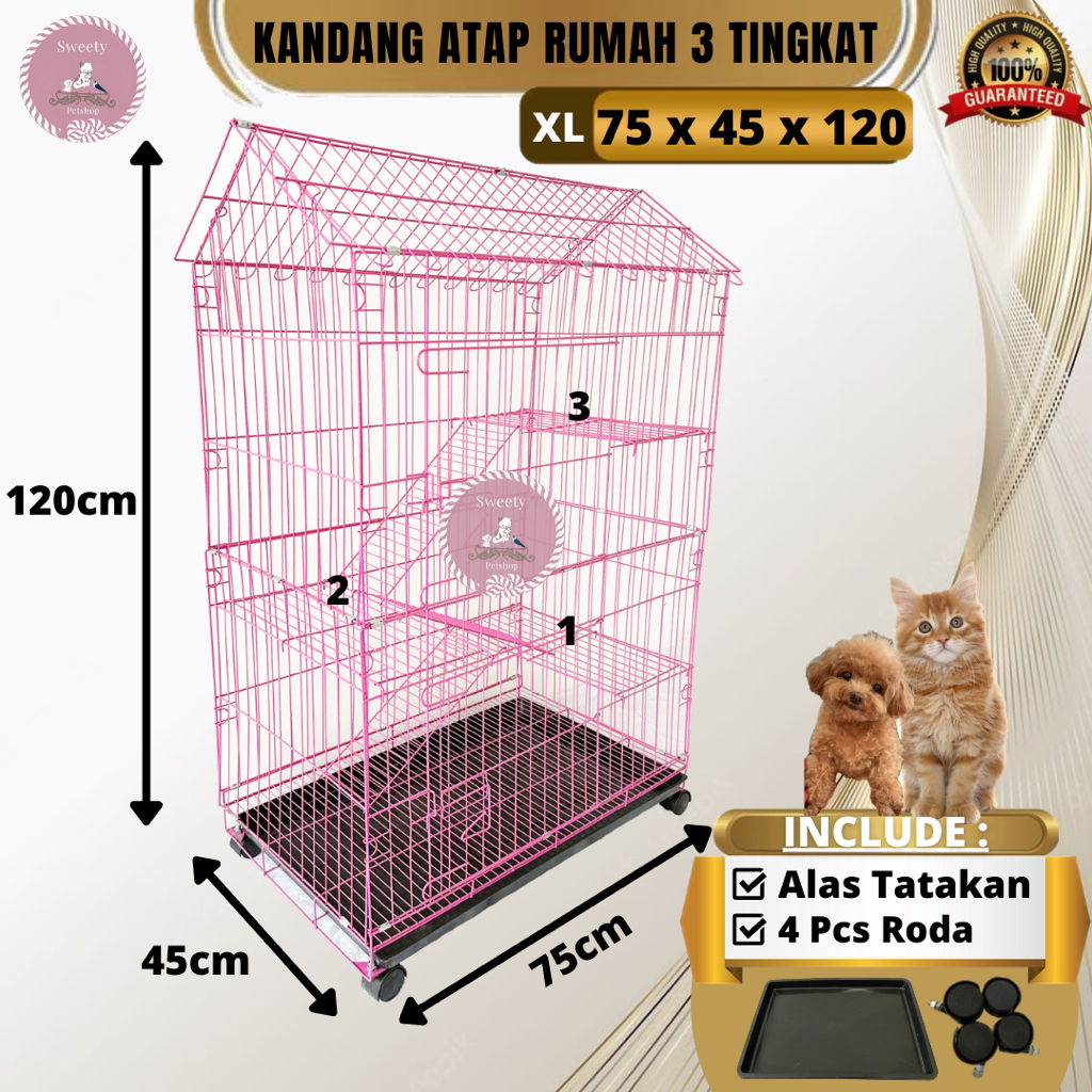 Jual Kandang Hewan Kucing Anjing Kelinci Tingkat Roda Ukuran