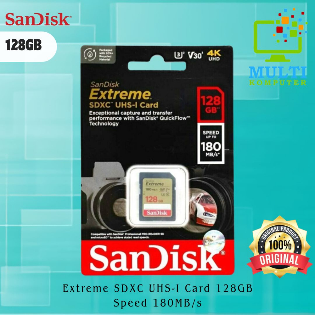 Jual Sandisk Extreme SDXC UHS I Card 128GB Speed 180MB S Shopee Indonesia