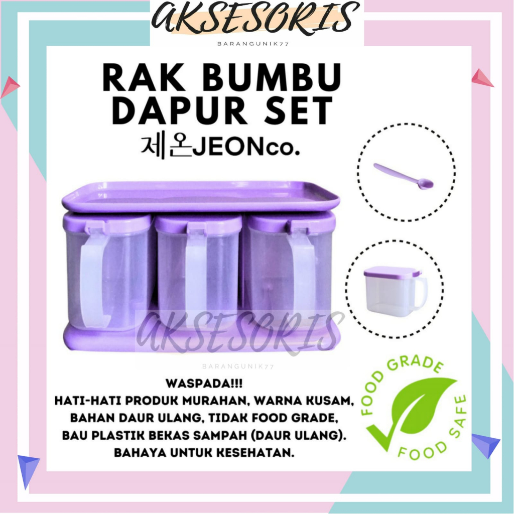 Jual RAK BUMBU PREMIUM JEON RAK BUMBU JEON WADAH BUMBU DAPUR 3IN1