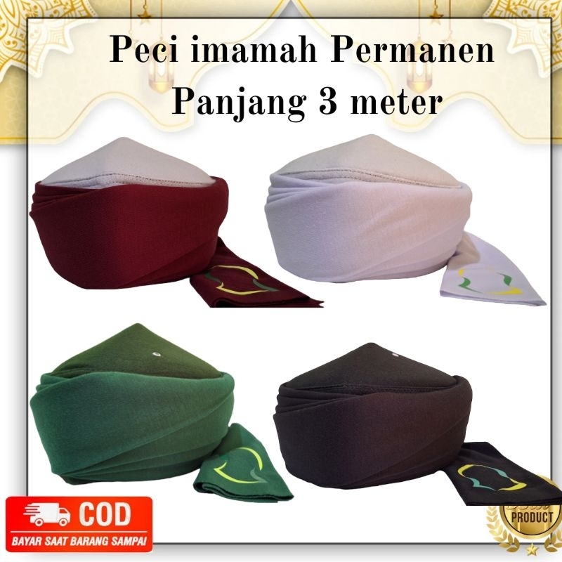 Jual PROMO Peci Imamah Permanen Panjang 3 Meter Peci Imamah Instan