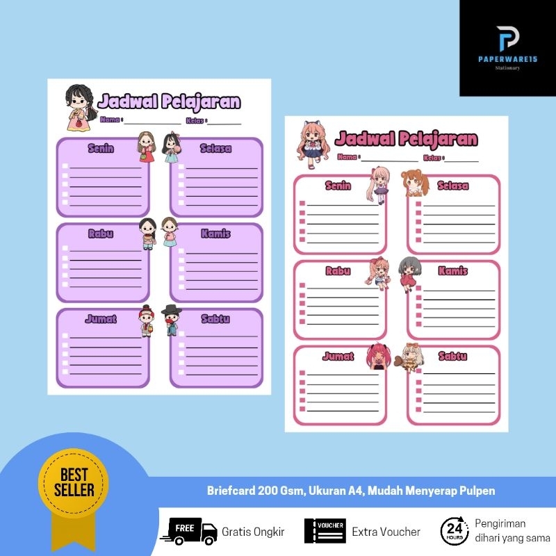 Jual Jadwal Pelajaran Lucu Study Planner Cute Themes Jadwal Pelajaran