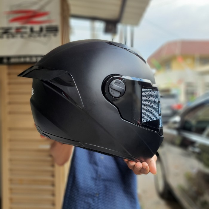 Jual Zeus Zs C Matt Black Doff Full Face Single Flat Visor Free