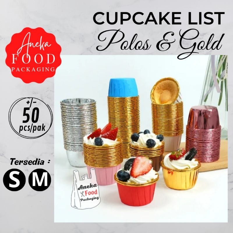 Jual 50pc Kertas Cupcake GOLD METALIC Muffin Paper Baking Cup Case