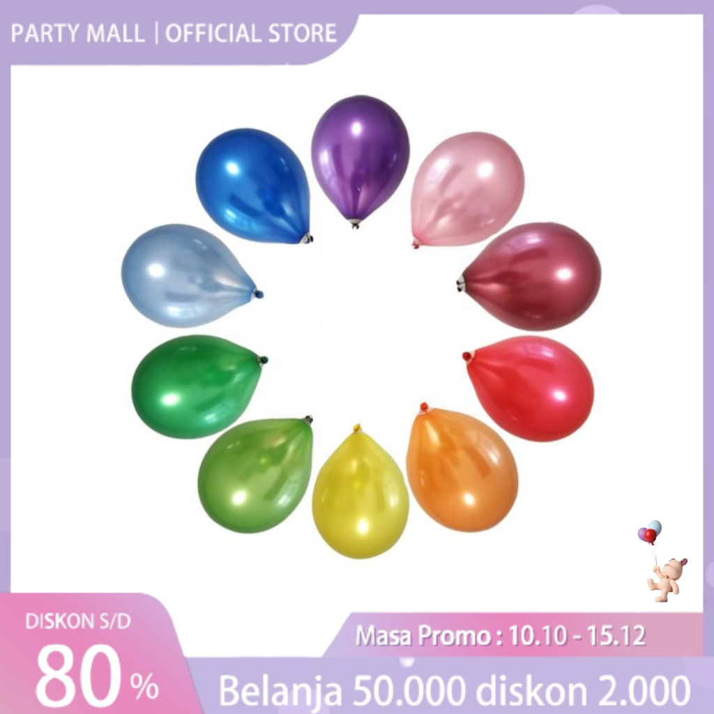 Jual Balon Latex Metalik 12 Inch Balon Pesta Balon Polos Warna