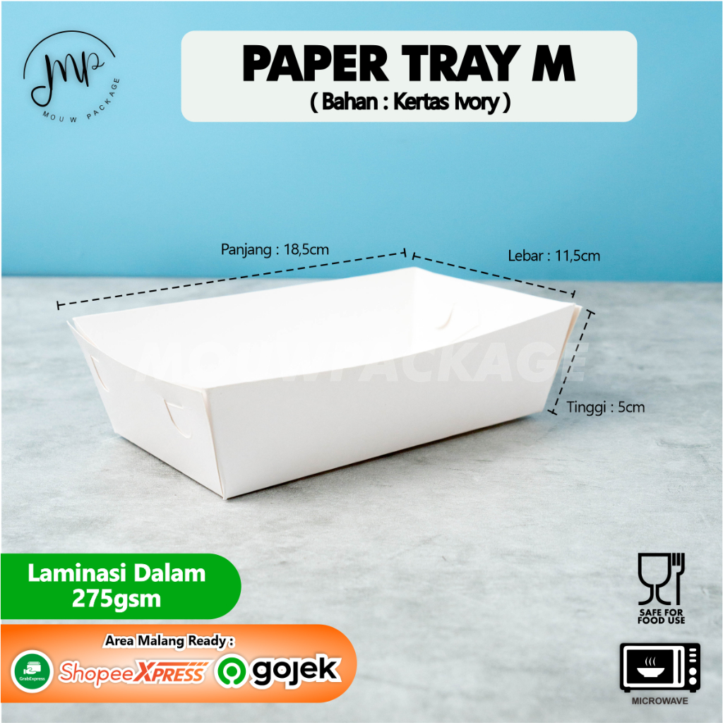 Jual PAPERTRAY IVORY M PIRING KERTAS SEKALI PAKAI TRAY DINE IN