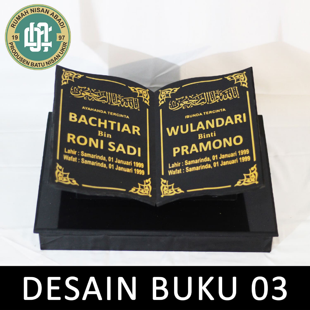 Jual Batu Nisan Granit Makam Bentuk Model Buku Alquran Full Dudukan