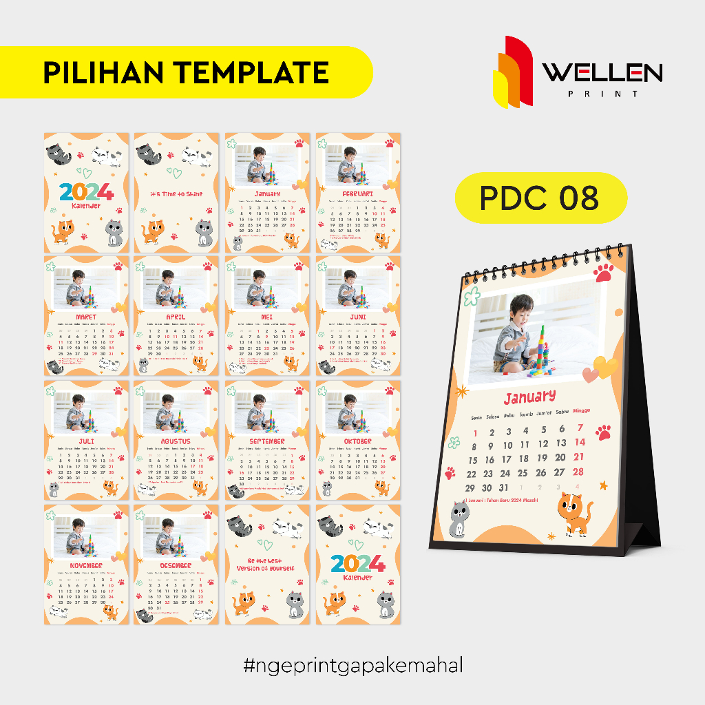 Jual WELLEN PRINT Cetak Kalender Duduk Custom Kalender Meja Custom