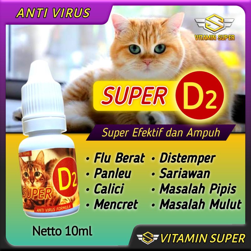 Jual Vitamin Kucing Anti Virus Super D Obat Flu Berat Panleu Calici