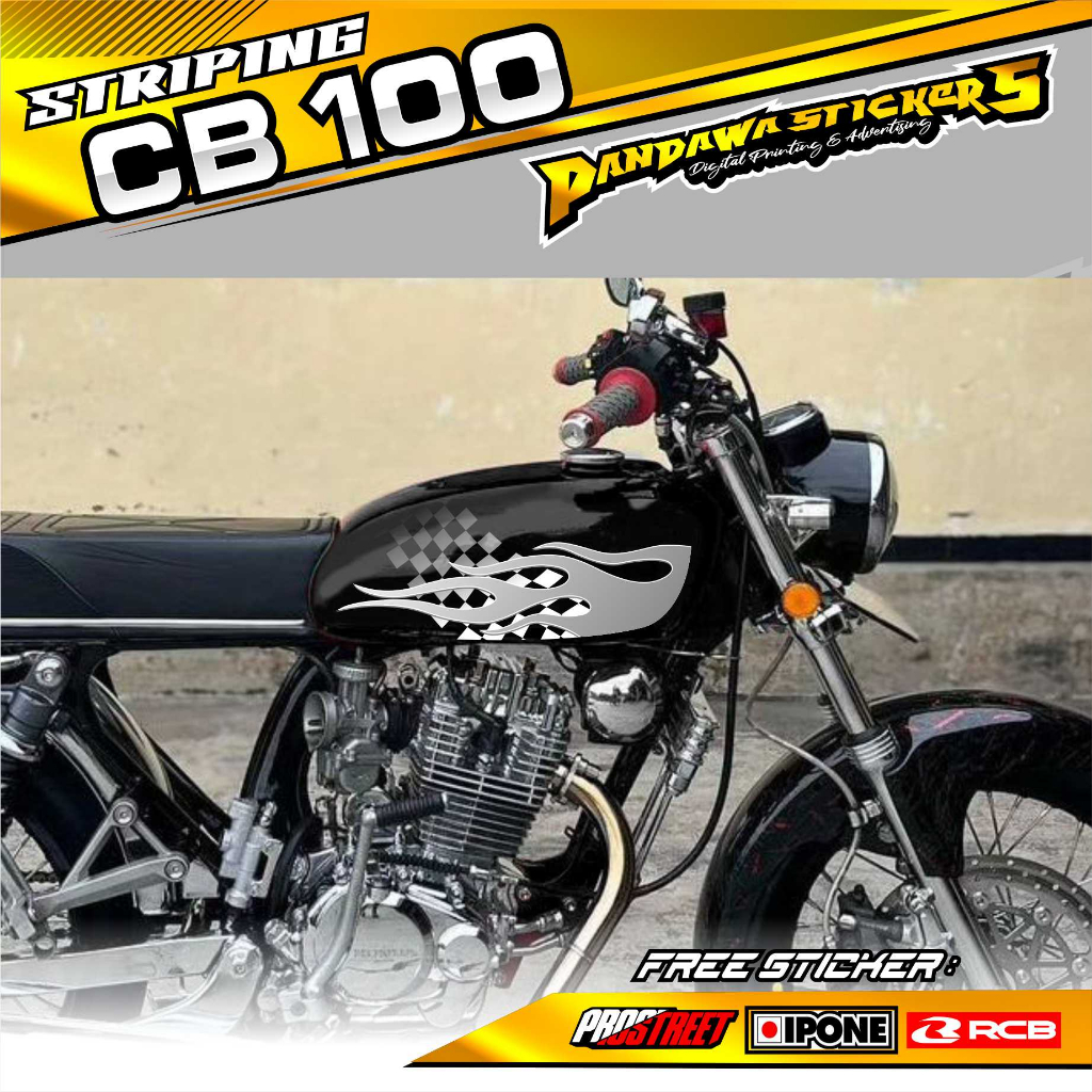 Jual STRIPING VARIASI CB 100 HONDA GANK DESAIN API STICKER LIST MOTOR