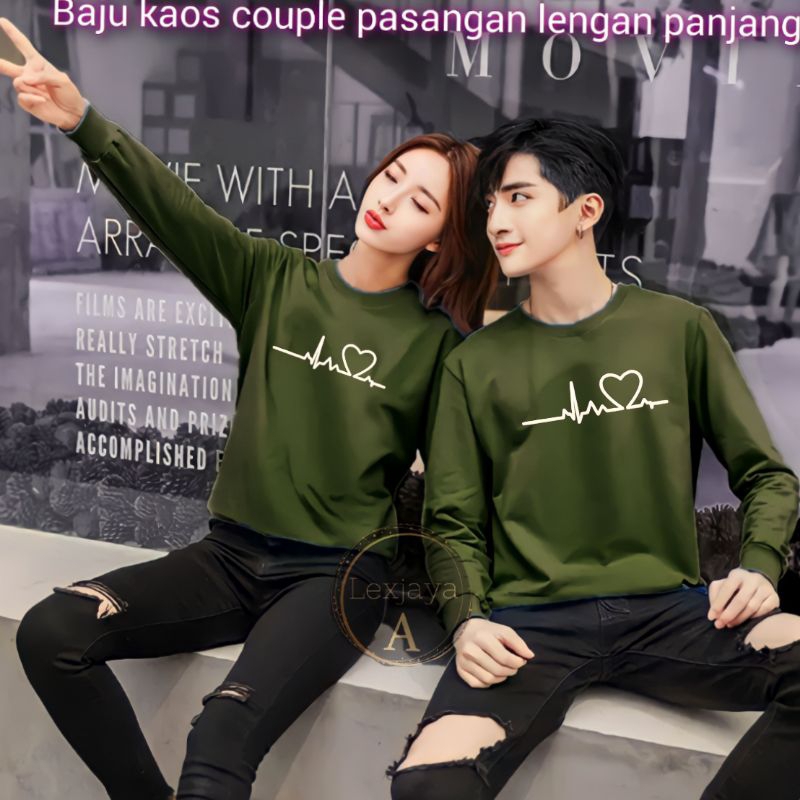 Jual Bisa Cod Baju Atasan Lengan Panjang Couple Pasangan Baju Kaos