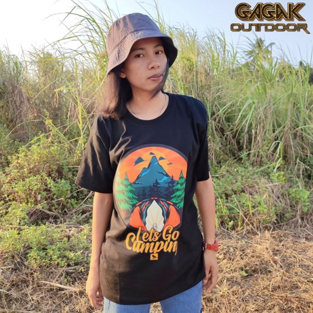 Jual Kaos Pendaki Gunung Lets Go Camping Corvus Hitam Tshirt Pendaki