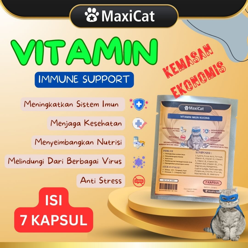 Jual Vitamin Imun Kucing Immune Support Vitamin Daya Tahan Tubuh Kucing