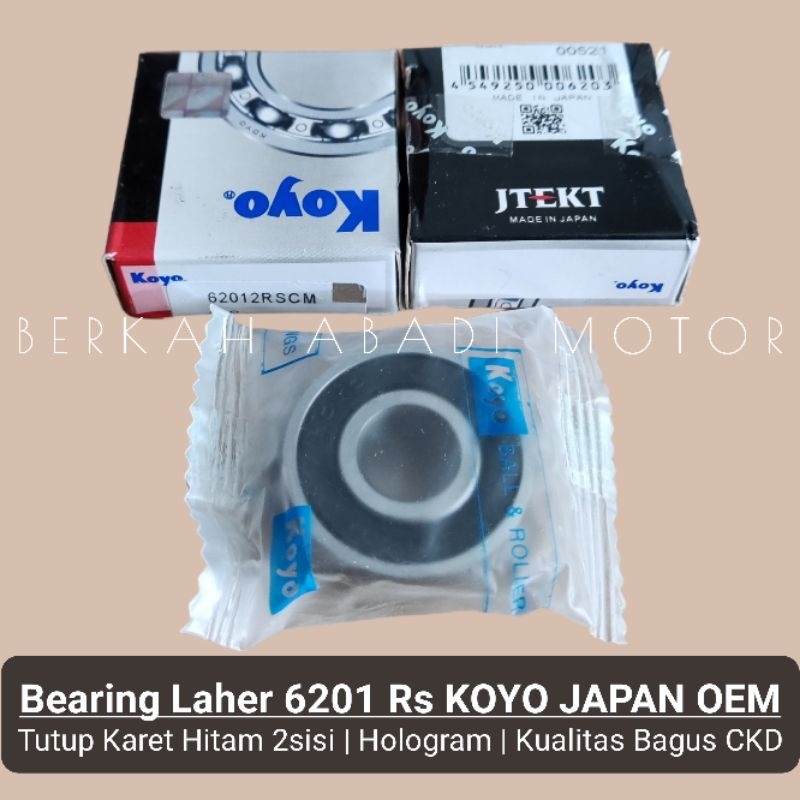 Jual Bearing Laher 6201 RS Tutup Karet KOYO JAPAN OEM Bering Lahar