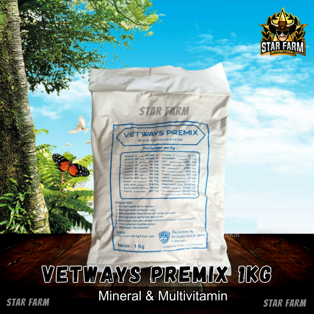 Jual Vetways Premix Vitamin Mineral Herbal Penggemuk Untuk Ternak