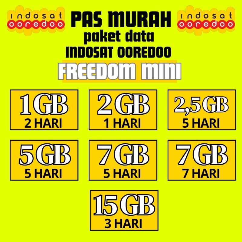 Jual Paket Data INDOSAT OOREDOO FREEDOM MINI Shopee Indonesia