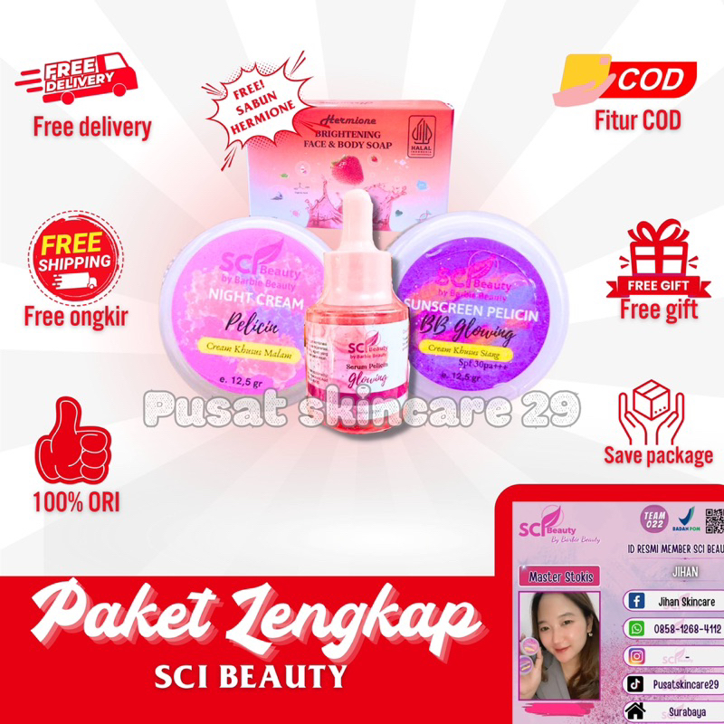 Jual PAKET LENGKAP SALEP PELICIN SUNCREEN DAN SERUM SCI BEAUTY BY