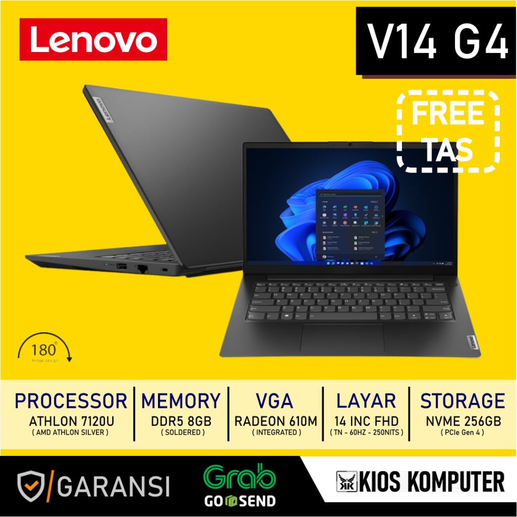 Jual LENOVO V14 G4 AMD ATHLON 7120U 8GB DDR5 256GB RADEON 610M 14 FHD