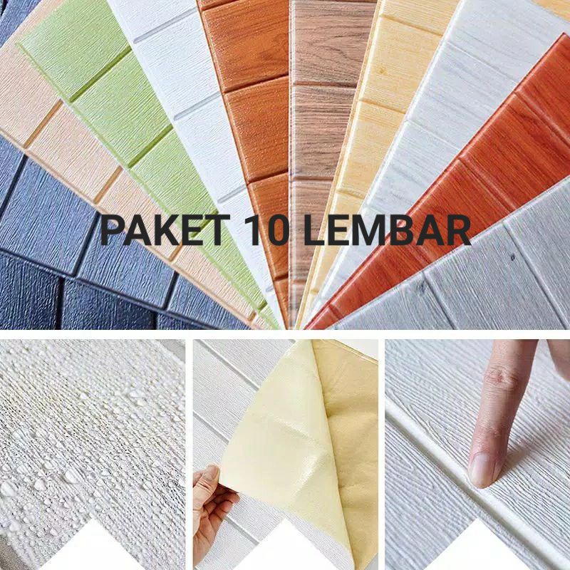 Jual Wallpaper Dinding Foam Kayu 70x70 Dekorasi Dinding 10 Lembar