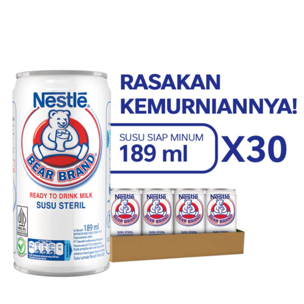 Jual BEAR BRAND Susu Steril Susu Beruang 1 Katon Isi 189ml X 30pcs