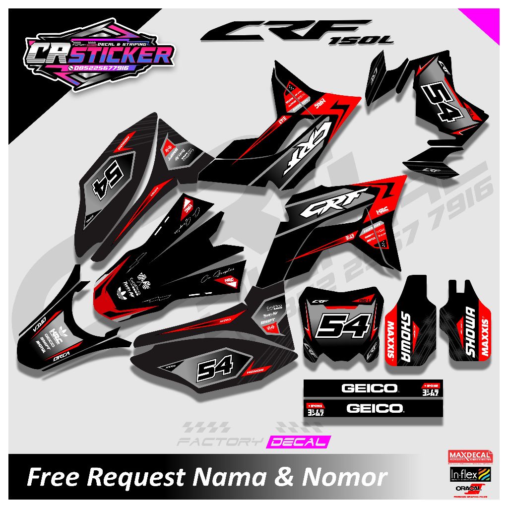 Jual Sticker Decal Crf L Design Update Terbaru Simple