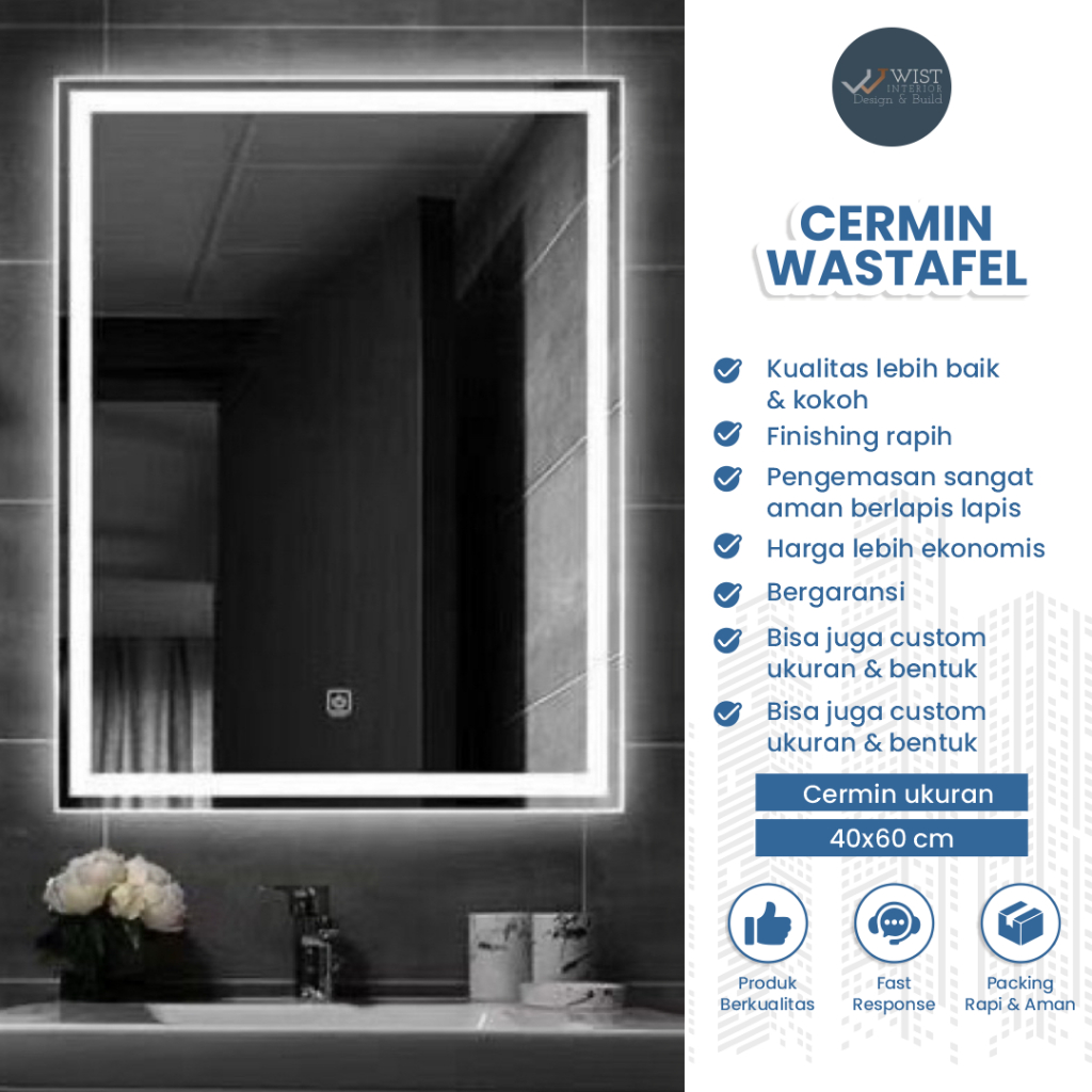 Jual Smart Mirror Cermin Wastafel Kaca Dinding Kamar Mandi Esthetic