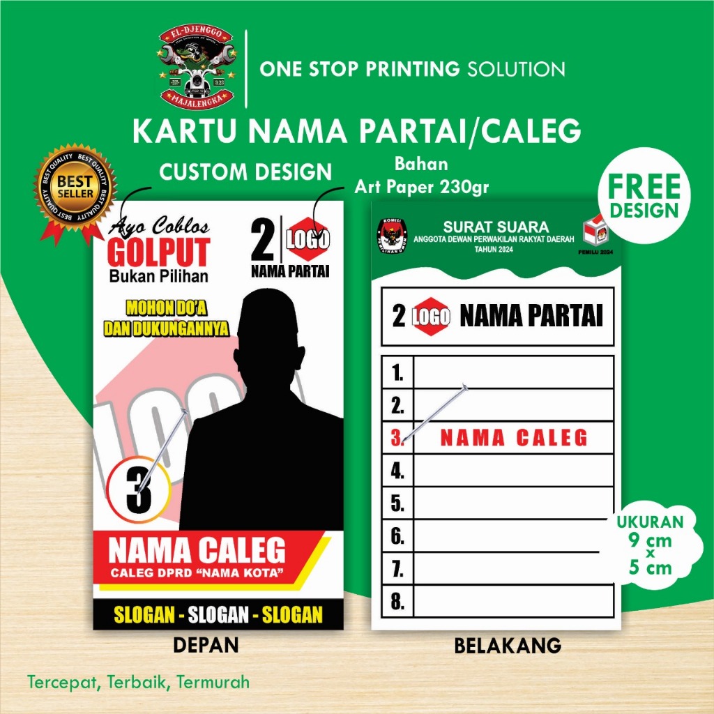 Jual Kartu Nama Custom Caleg Pilkada Pemilu Shopee Indonesia