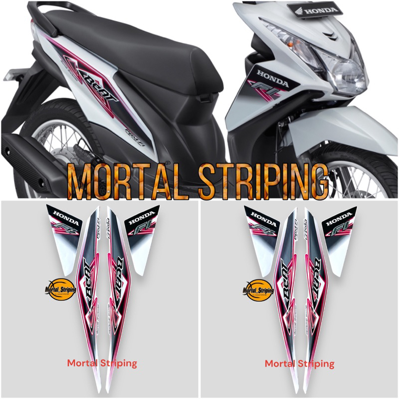 Jual STICKER STRIPING HONDA BEAT FI TAHUN 2013 PUTIH CORAK PINK LIS ORI